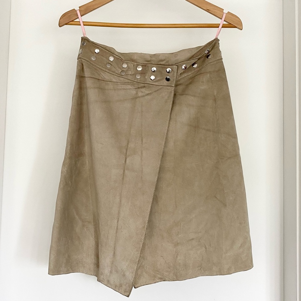 Vintage Frye Suede Studded Waist Wrap Skirt Size 2
